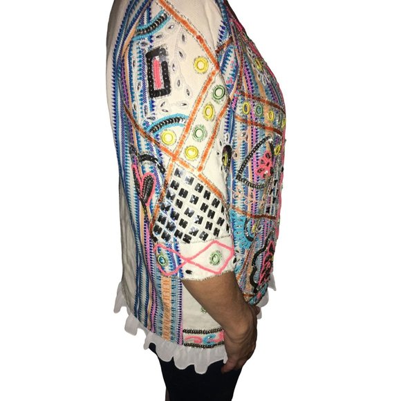 Indigo Moon Full Front Beaded Blazer size Medium New with Tags - Picture 3 of 14